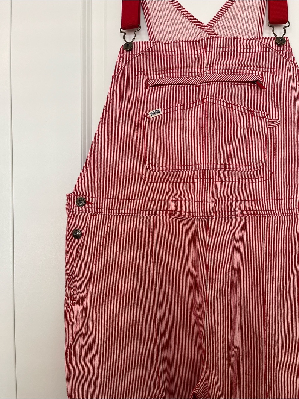 Duluth Trading Co Red & White Striped Women's Overalls - Picture 3 of 7